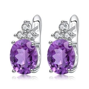 Natural Amethyst 925 Sterling Silver Earrings
